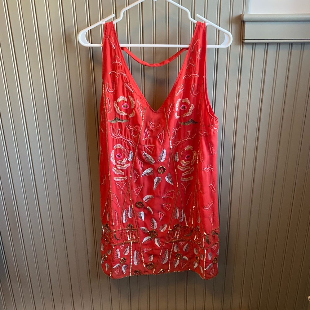 Free People - Red Sequined Sleeveless Mini Dress - Small